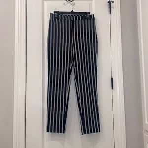 Black and white vertical stripped pants